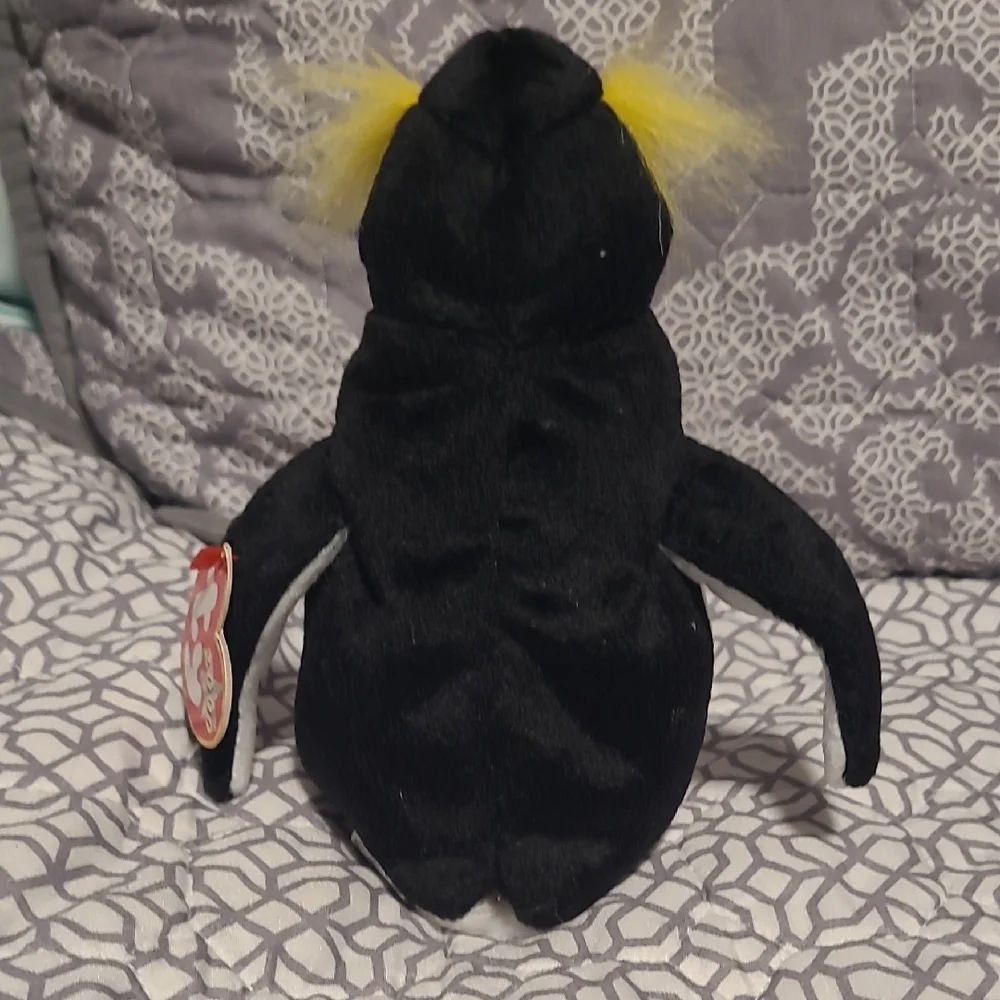 Ty Plush Penguin Bird Toy - Black, White, Red, Yellow